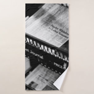 NEWSPAPERS ON THE WALL STREET JOURNAL RACK BATH TOWEL