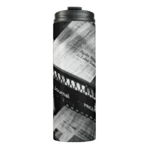 NEWSPAPERS ON THE WALL STREET JOURNAL RACK THERMAL TUMBLER