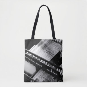NEWSPAPERS ON THE WALL STREET JOURNAL RACK TOTE BAG
