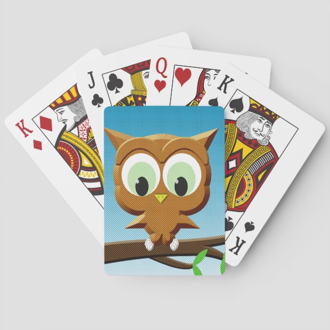 Newsprint Cartoon Owl Playing Cards (Back)