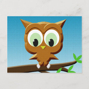 Newsprint Cartoon Owl Postcard