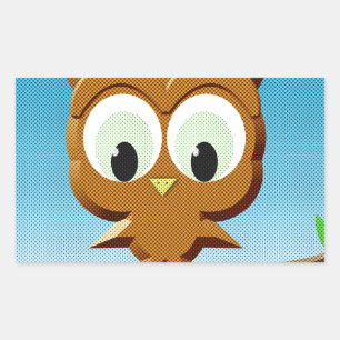 Newsprint Cartoon Owl Sticker