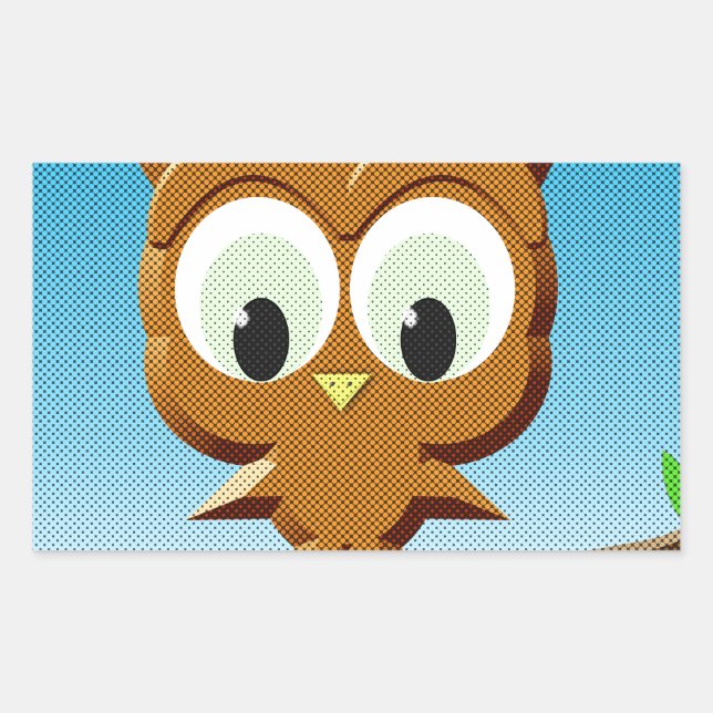 Newsprint Cartoon Owl Sticker (Front)