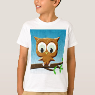 Newsprint Cartoon Owl T-Shirt