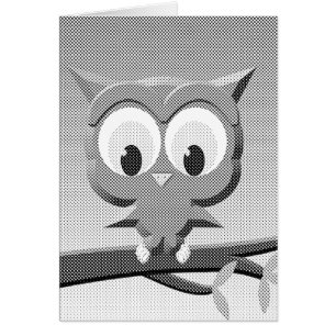 Newsprint Owl In Black And White