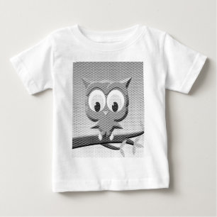 Newsprint Owl In Black And White Baby T-Shirt