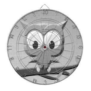 Newsprint Owl In Black And White Dartboard