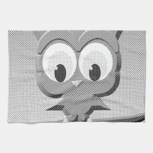 Newsprint Owl In Black And White Kitchen Towel