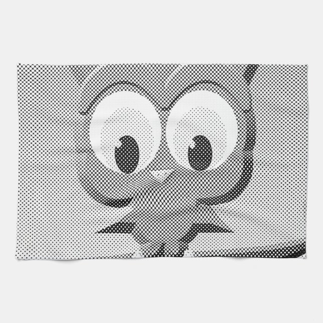 Newsprint Owl In Black And White Kitchen Towel (Horizontal)