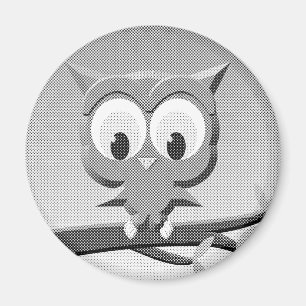 Newsprint Owl In Black And White Magnet