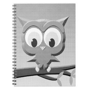 Newsprint Owl In Black And White Notebook