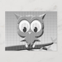 Newsprint Owl In Black And White