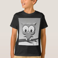 Newsprint Owl In Black And White