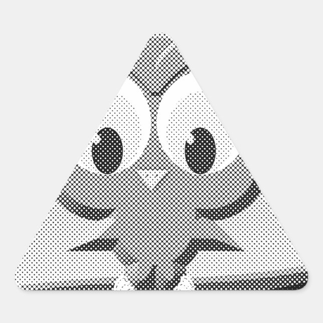 Newsprint Owl In Black And White Triangle Sticker (Front)