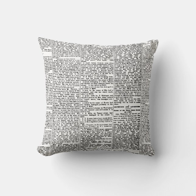 Newsprint Throw Pillow (Front)