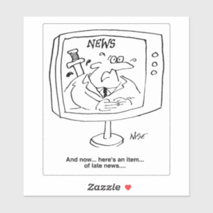 Newsreader with Late News on Television Cartoon.