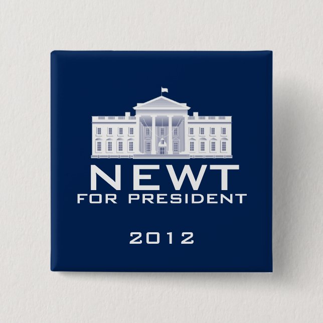 Newt Gingrich 2012 2 Inch Square Button (Front)