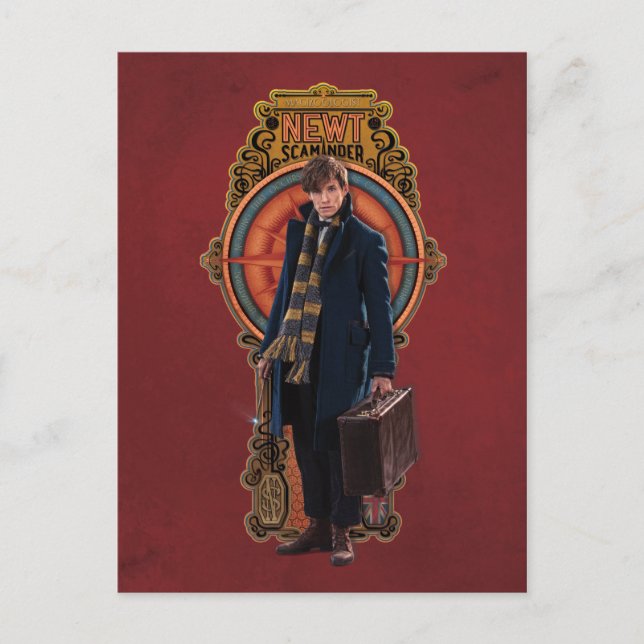 NEWT SCAMANDER™ Standing Art Nouveau Panel Postcard (Front)
