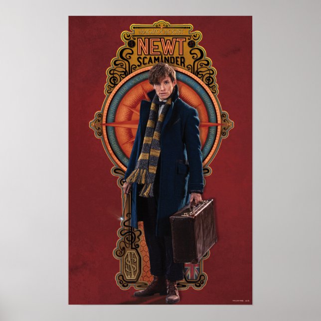 NEWT SCAMANDER™ Standing Art Nouveau Panel Poster (Front)