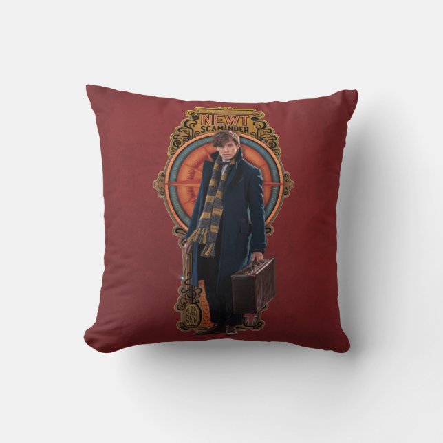 NEWT SCAMANDER™ Standing Art Nouveau Panel Throw Pillow (Front)