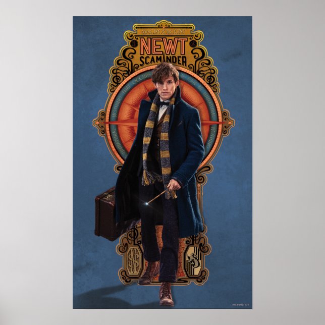 NEWT SCAMANDER™ Walking Art Nouveau Panel Poster (Front)