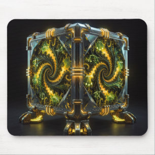 Newton Cube Green And Yellow Fractal Mouse Pad