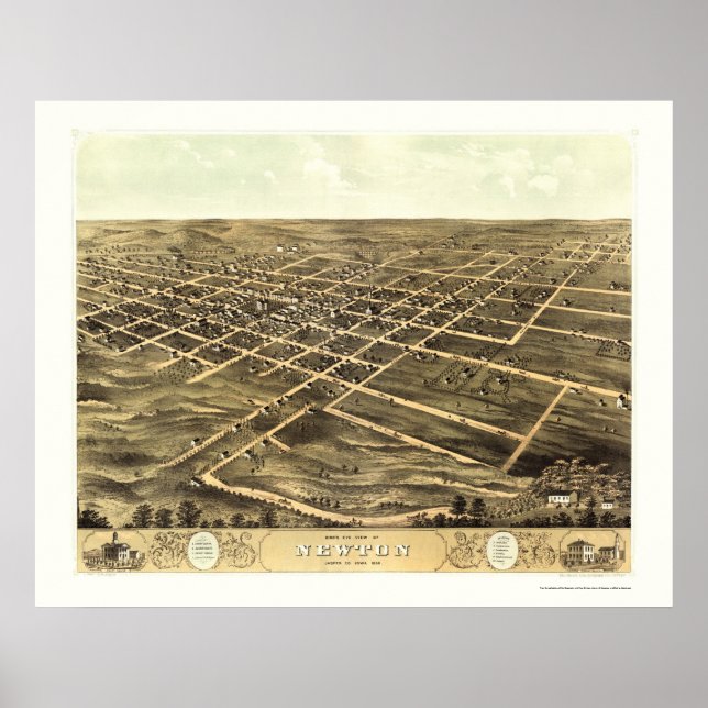 Newton, IA Panoramic Map - 1868 Poster (Front)