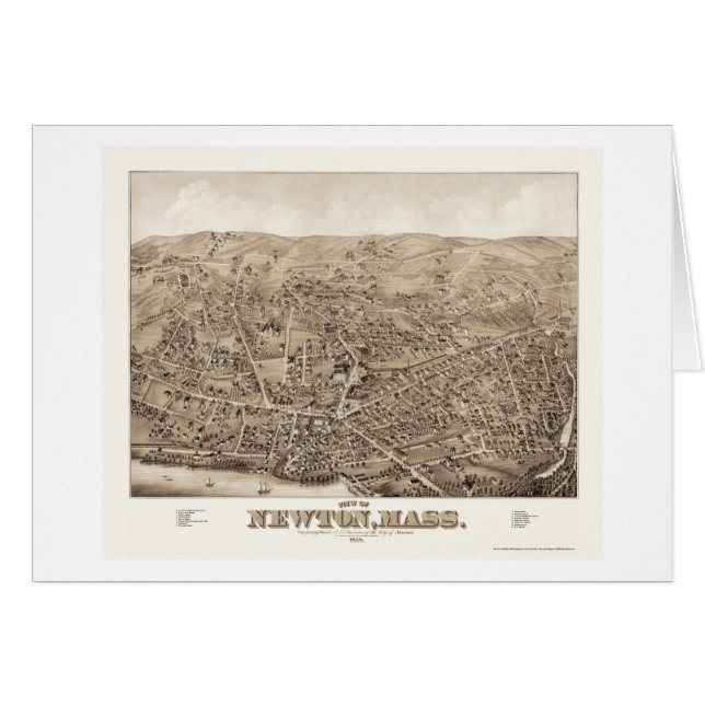 Newton, MA Panoramic Map - 1878 (Front Horizontal)
