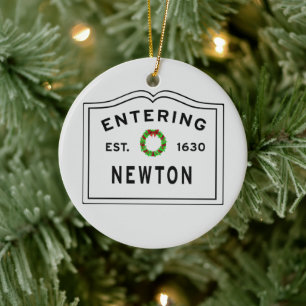 Newton, MA Vacances en céramique ornement