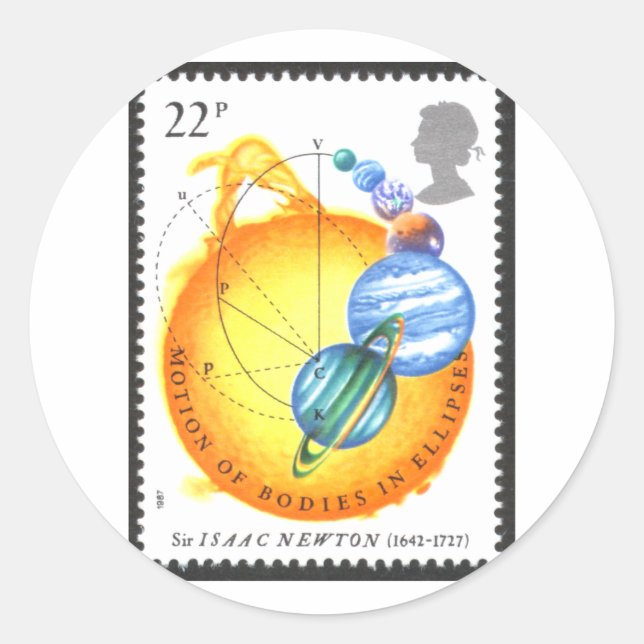 Newton Motion Bodies in Ellipses Classic Round Sticker (Front)