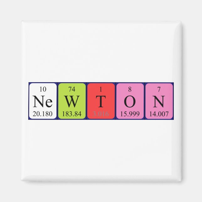 Newton periodic table name magnet (Front)
