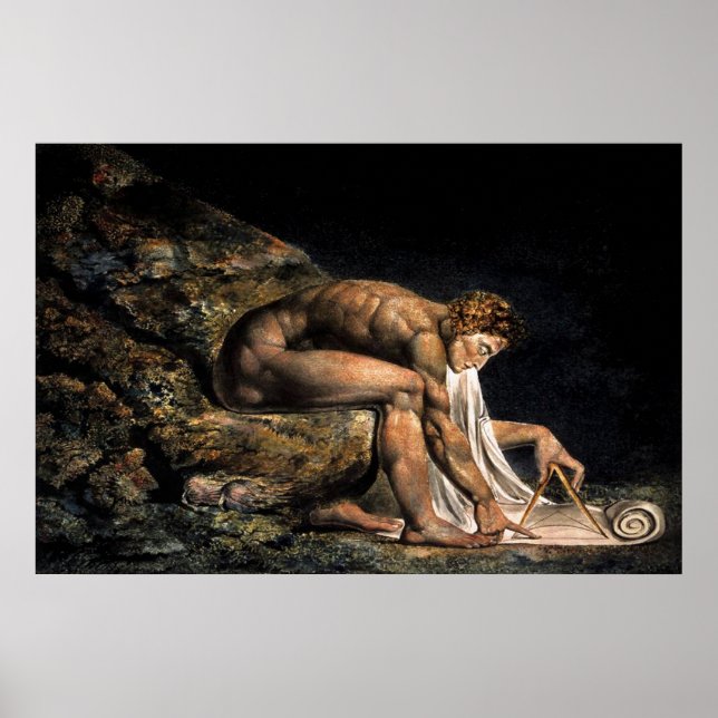 Newton William Blake Masonic Painting Poster Print (Front)