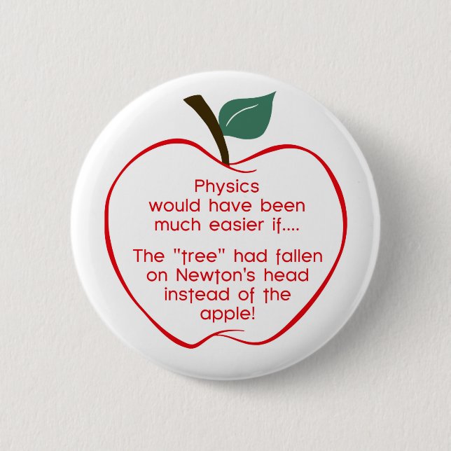 Newton's apple 2 inch round button (Front)