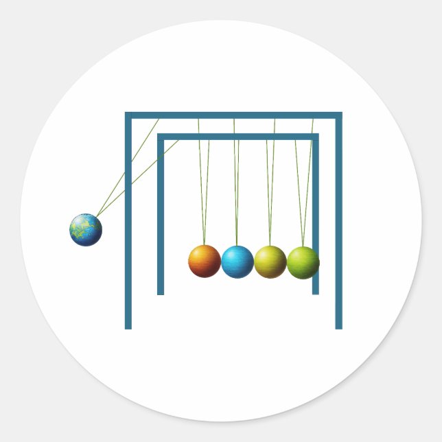 Newtons cradle classic round sticker (Front)
