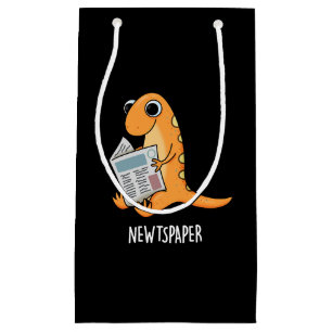 Newtspaper Funny Newspaper Newt Pun Dark BG Small Gift Bag