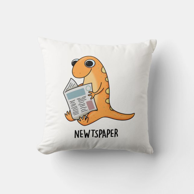 Newtspaper Funny Newt Pun  Throw Pillow (Front)