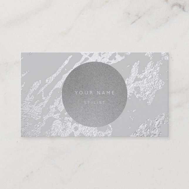 Next Appointment Circle Kraft Silver Grey Marble Card (Front)