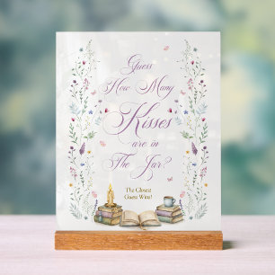 Next Chapter Bridal Shower Guess How Many Kisses  Acrylic Sign