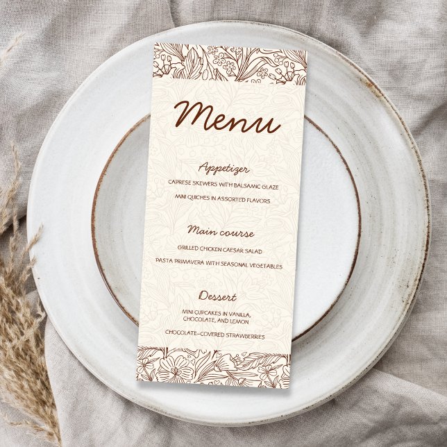 Next Chapter Floral Brown Bridal Shower Menu (Next Chapter Floral Brown Bridal Shower Menu)