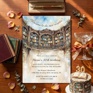 Next Chapter Grand Library Book Theme Birthday Invitation