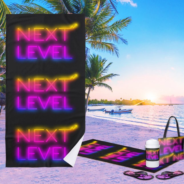 Next Level Tahiti Sunset Neon Black Beach Towel (Creator Uploaded)