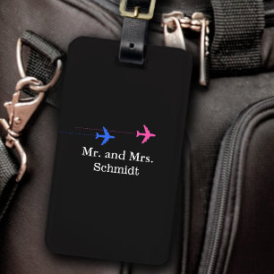 next Mr and Mrs travel personalized black Luggage Tag