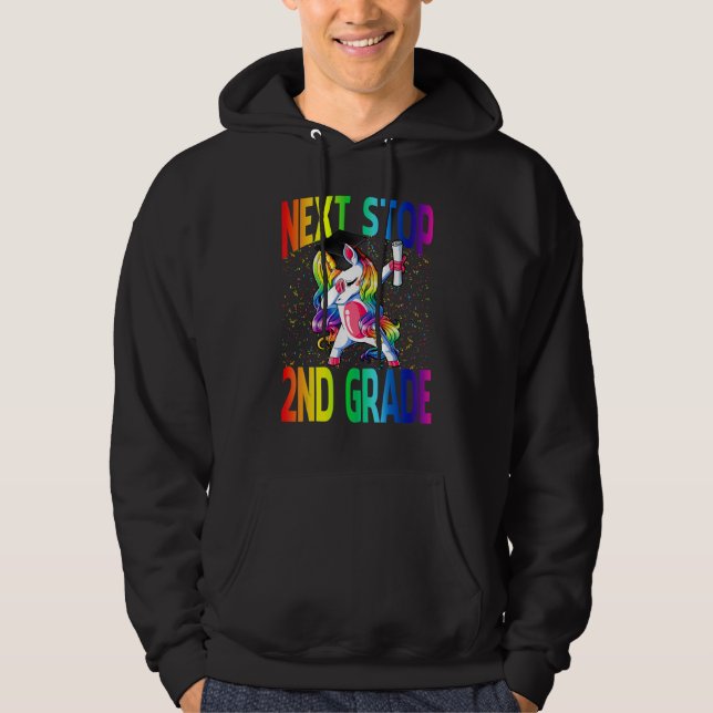 Next Stop 2nd Grade Graduation Unicorn Hoodie (Front)