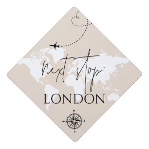 Next stop city/ country Wanderlust World Map Graduation Cap Topper