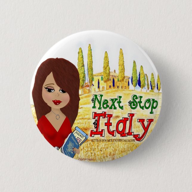Next Stop Italy Button (Front)
