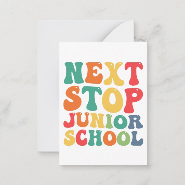 Next Stop Junior School Funny Groovy Graduation  Card (Front)