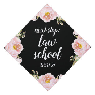 Next Stop Law School Blush Floral Brush Font Gradu Graduation Cap Topper
