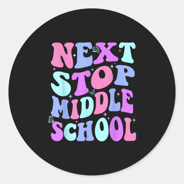Next Stop Middle School Groovy Elementary School G Classic Round Sticker (Front)