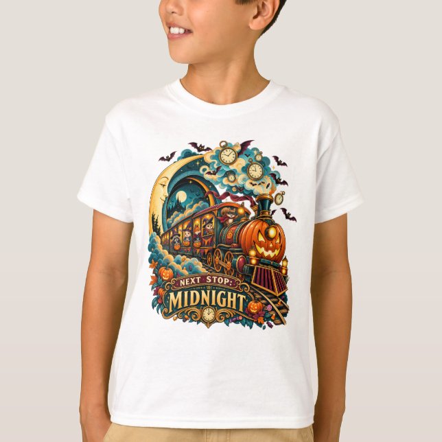 Next Stop Midnight Pumpkin Train T-Shirt (Front)