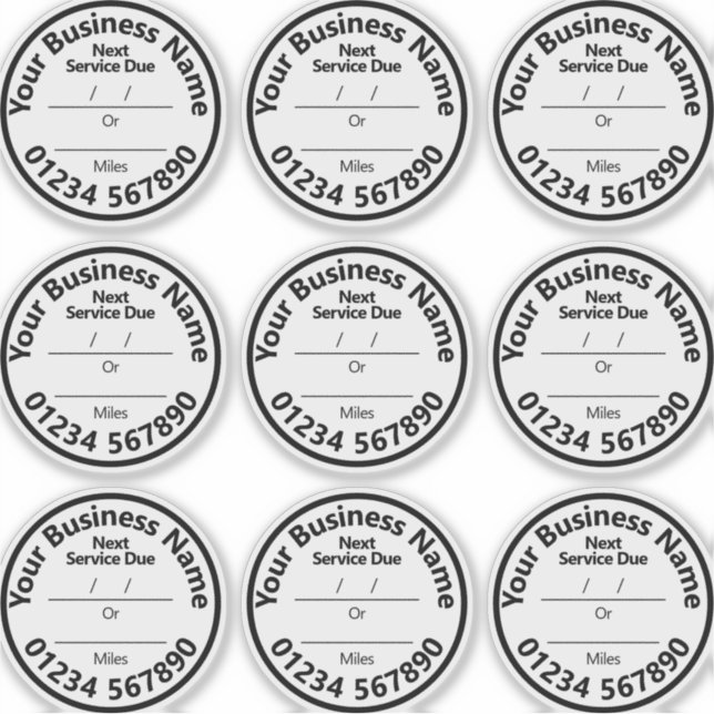 Next Vehicle Service Due Windshield Stickers (Front)